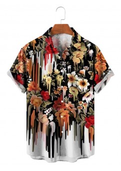 Men's Melted Flower Hawaiian Short Sleeve Shirt