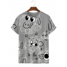 Men's Fashion Fun Lamb Print T-Shirt