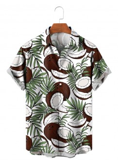 Men's Coconut Palm Tree Tropical Hawaiian Short Sleeve Shirt