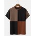 Men's Simple Contrast Color Casual Round Neck Short Sleeve T-Shirt