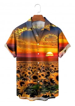 Men's Casual Lapel Printed Short Sleeve Shirt 30450356M