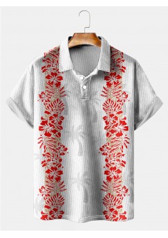 Tropical Hibiscus Coconut Casual Polo Shirt