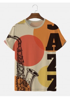 Men's 1950 Retro Saxophone Art Short Sleeve T-Shirt