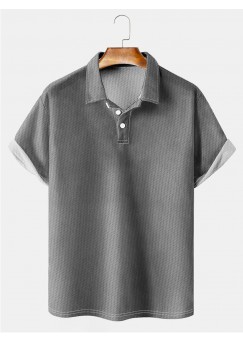 Men's Basic Solid Lapel Short Sleeve Polo Shirt