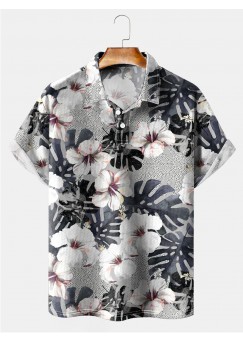 Men's Hawaiian Hibiscus Short Sleeve Polo Shirt