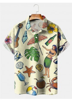 Men's Colorful Summer Retro Surf Short Sleeve Polo Shirt