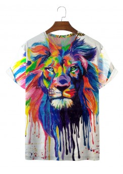 Men's Trendy Lion Print T-Shirt