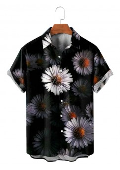 Men's Casual Lapel Printed Short Sleeve Shirt 01747728M